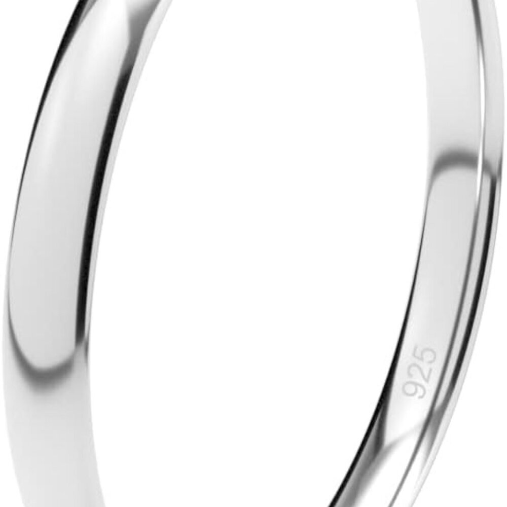Sterling Silver 2MM High Polish Plain Dome Tarnish Resistant Comfort Fit Wedding